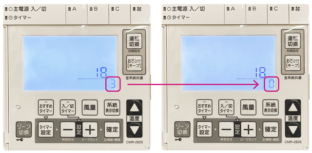 設定温度プラスマイナス3℃で排気運転