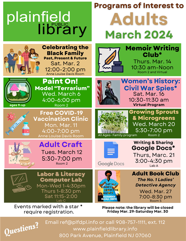 Adult programs in March 2024