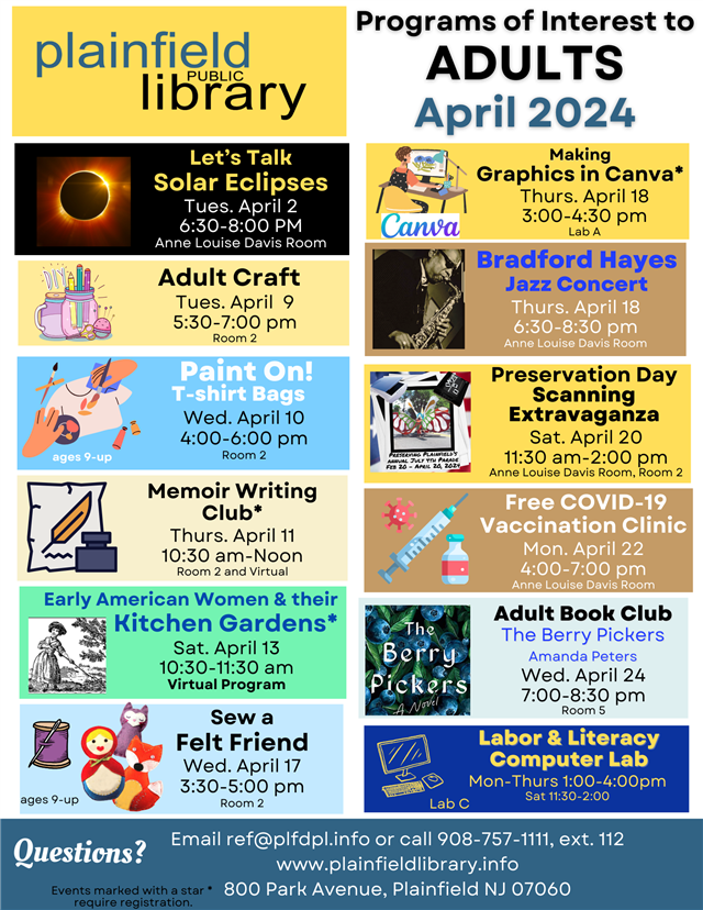 Adult programs in April 2024