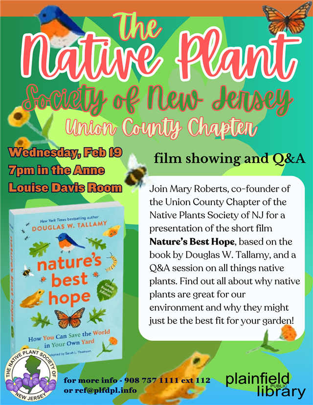 Nature's Best Hope film showing with Native Plant Society of NJ