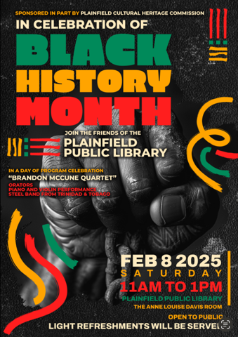 Black History Month events at Plainfield Public Library, February 2025