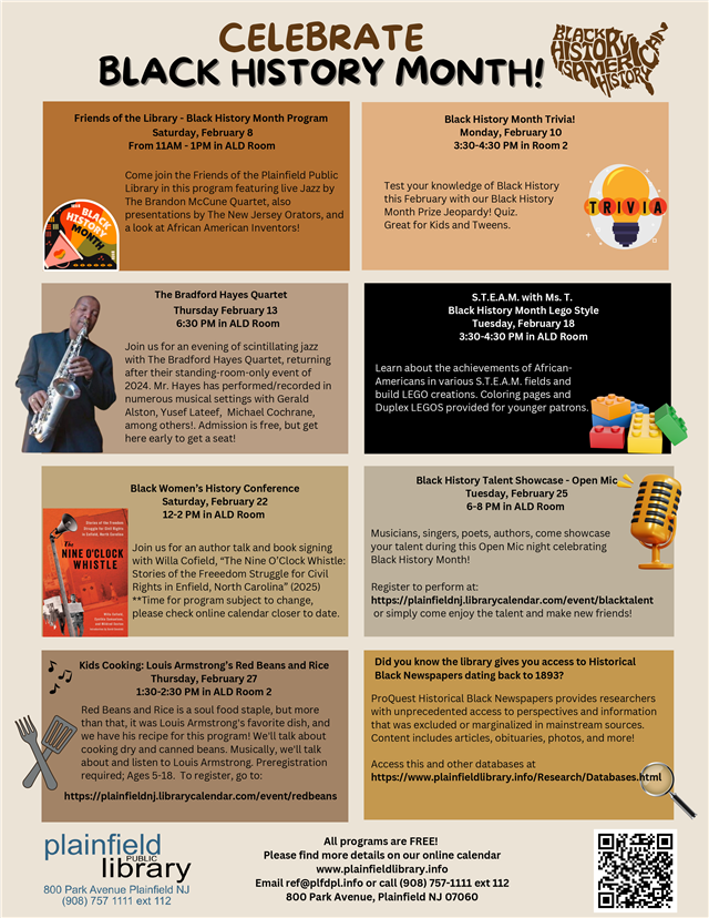 Black History Month Events at Plainfield Public Library 2025