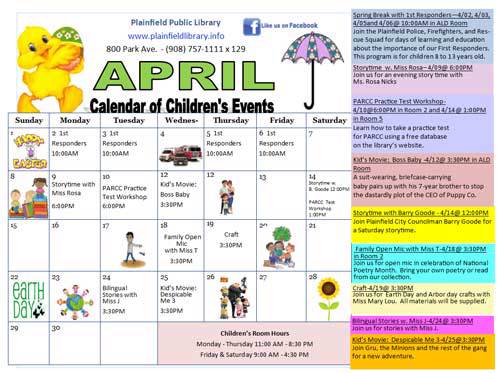 Children's Library March Calendar