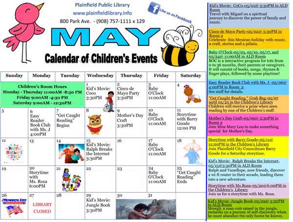 Children's May Calendar