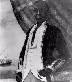 This portrait of an unidentified Revolutionary War sailor was painted in oil by an unknown artist, circa 1780. Prior to the war, many blacks were already experienced seamen, having served in the British navy and in the colonies' state navies, as well as on merchant vessels in the North and the South. This sailor's dress uniform suggests that he served in the navy, rather than with a privateer. Image Credit: The Newport Historical Society (P999)